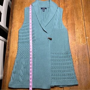 Chaps Women's Teal Knit Cardigan Vest